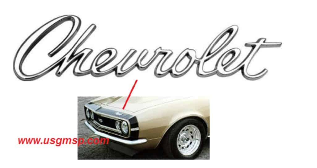 67 Camaro "Chevrolet"  Header Panel Emblem